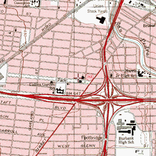 Topographic Map of Palm Heights United Methodist Church, TX