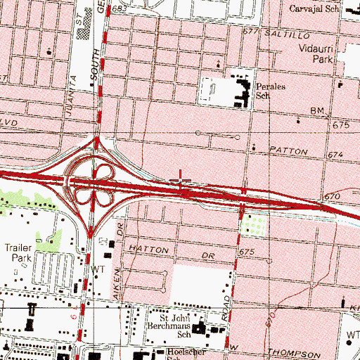 Topographic Map of Princepe de Paz United Methodist Church, TX