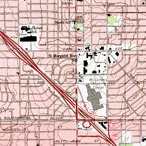 Topographic Map of Saint Stephens Episcopal Church, TX
