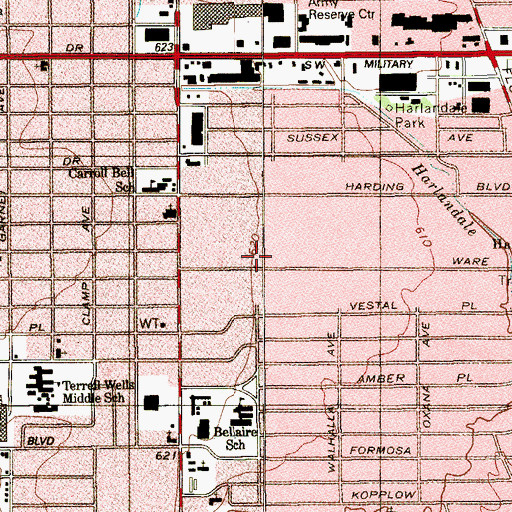 Topographic Map of Jehovahs Witnesses Church, TX