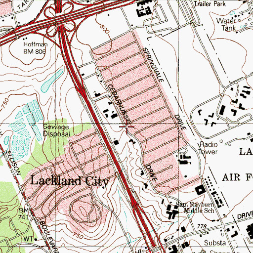 Topographic Map of Atonement Lutheran Church, TX