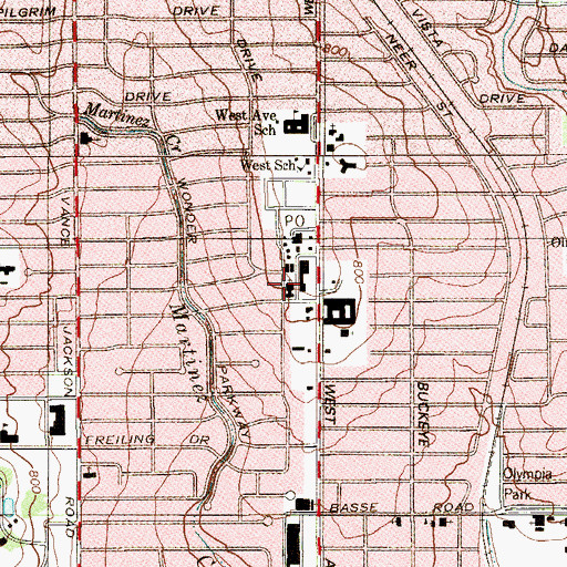 Topographic Map of Gethsemane Lutheran Church, TX