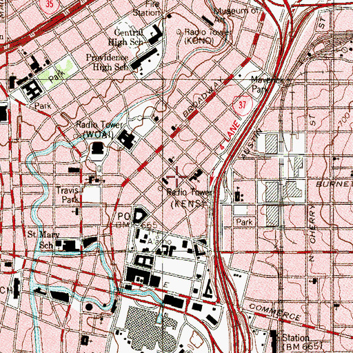 Topographic Map of Grace Lutheran Church, TX
