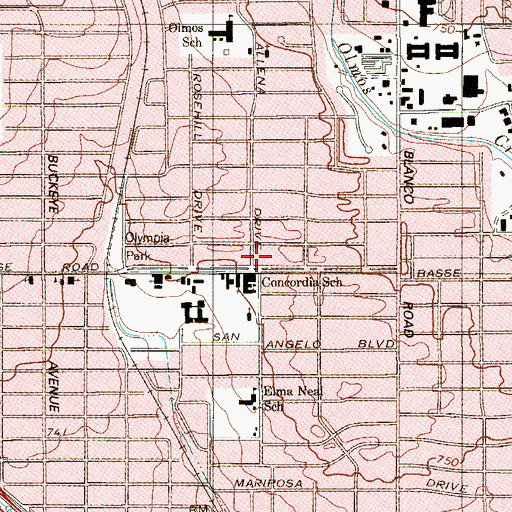 Topographic Map of Lutheran Mission Church, TX