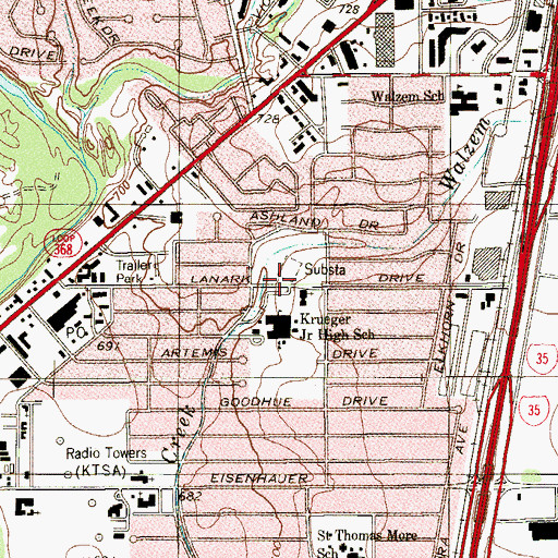 Topographic Map of Iglesia de Dios Lanark Church, TX