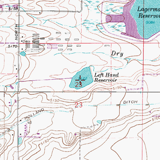 Topographic Map of Left Hand Dam, CO