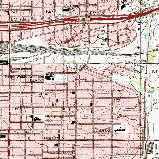 Topographic Map of East End Church of God in Christ, TX