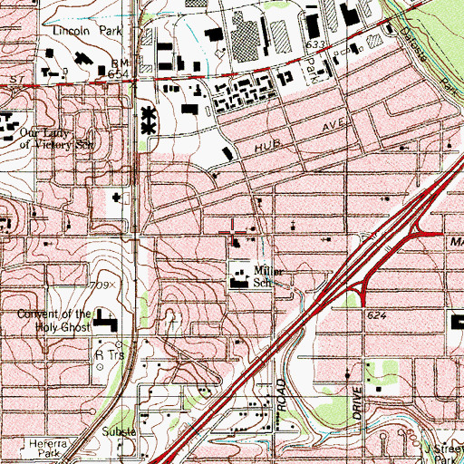 Topographic Map of Evangelist Temple Church of God in Christ, TX