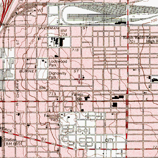 Topographic Map of Grady Memorial Church of God in Christ, TX