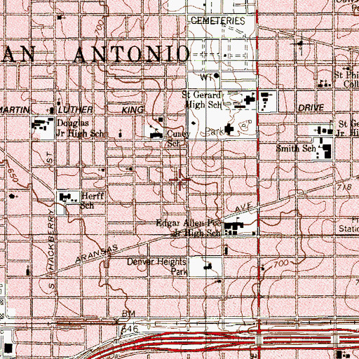 Topographic Map of Thompson Chapel Church of God in Christ, TX