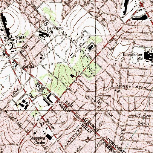 Topographic Map of First Church of the Nazarene, TX