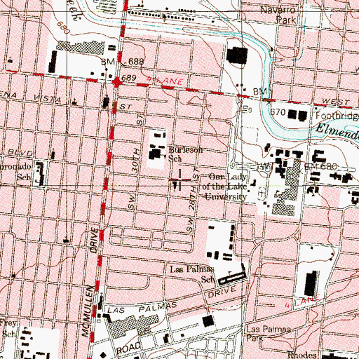 Topographic Map of Las Palmas Church of the Nazarene, TX