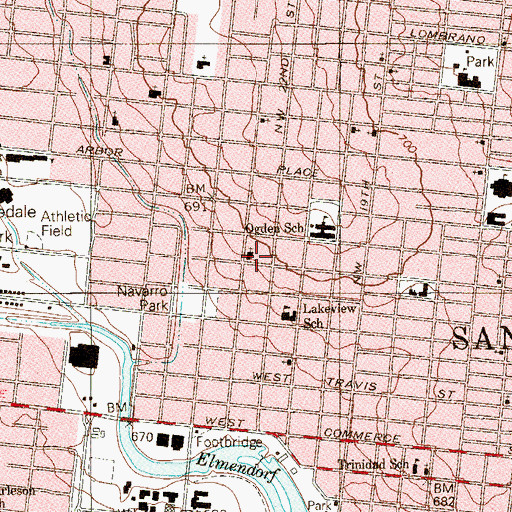 Topographic Map of Spanish First Church of the Nazarene, TX