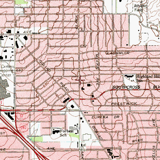Topographic Map of Church of Christ Southeast, TX