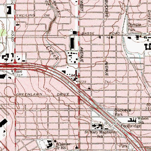 Topographic Map of Church of Christ West Avenue, TX
