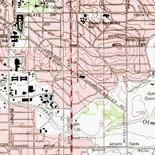 Topographic Map of San Pedro Church of Christ, TX