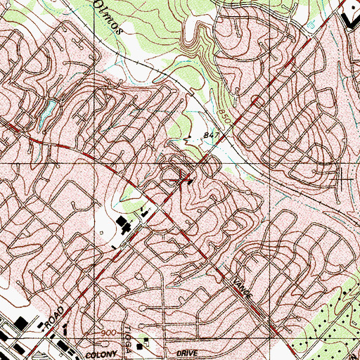 Topographic Map of Shenandoah Church of Christ, TX