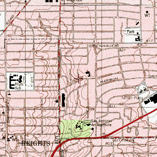 Topographic Map of Sunset Ridge Church of Christ, TX