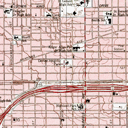Topographic Map of Denver Heights Church of God, TX