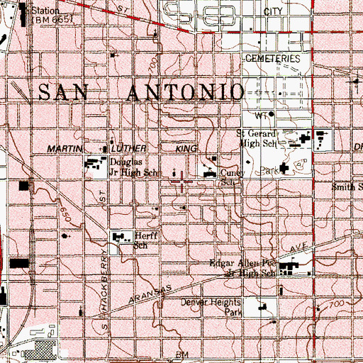 Topographic Map of Denver Heights Church of God and Christ, TX