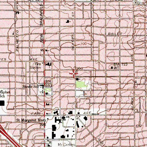 Topographic Map of Greer Street Church of God, TX