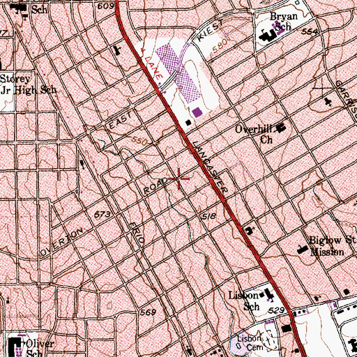 Topographic Map of Newcliff Baptist Church, TX