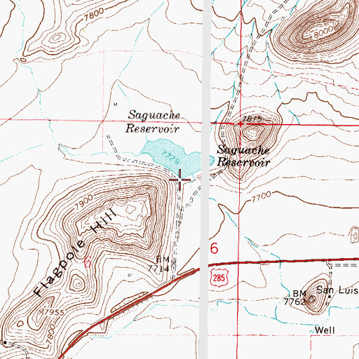 Topographic Map of Saguache Dam, CO