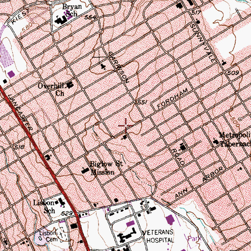 Topographic Map of Oak Cliff Zion Baptist Church, TX