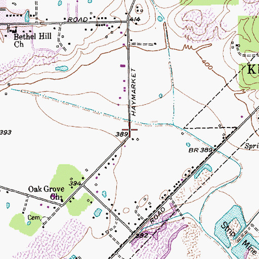 Topographic Map of Oak Grove Baptist Church, TX