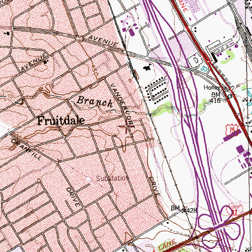 Topographic Map of Oliver Hill Baptist Church, TX