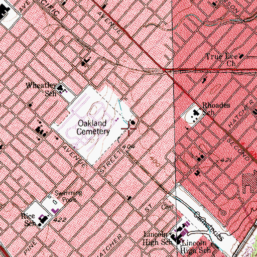 Topographic Map of Peoples Baptist Church, TX