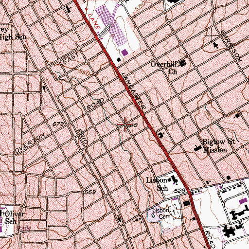 Topographic Map of Peterson Memorial Baptist Church, TX