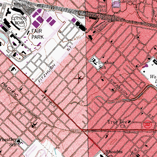 Topographic Map of Pleasant Grove Baptist Church, TX