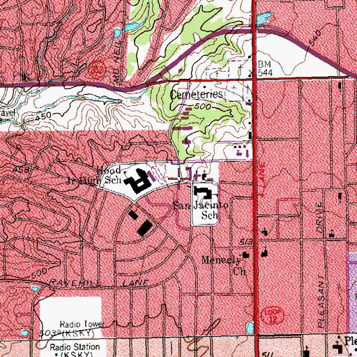 Topographic Map of Pleasant Grove Community Baptist Church, TX
