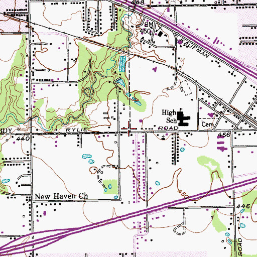 Topographic Map of New Haven Baptist Church, TX