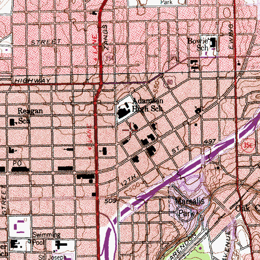 Topographic Map of New Jerusalem Baptist Mission Church, TX