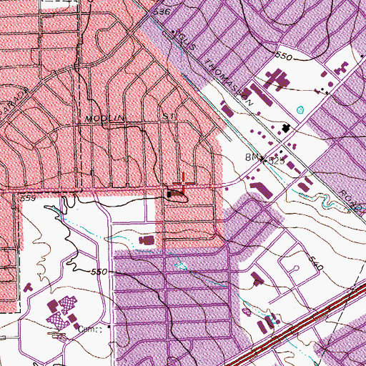 Topographic Map of Prairie Creek Bible Baptist Church, TX