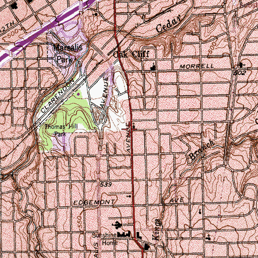 Topographic Map of Mount Sinai First Baptist Church, TX