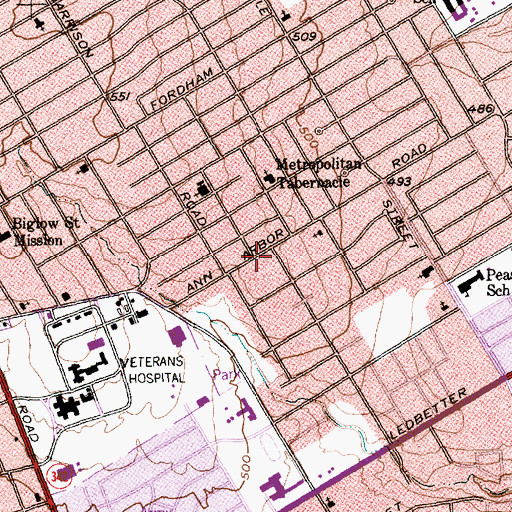 Topographic Map of Little Friendship Baptist Church, TX