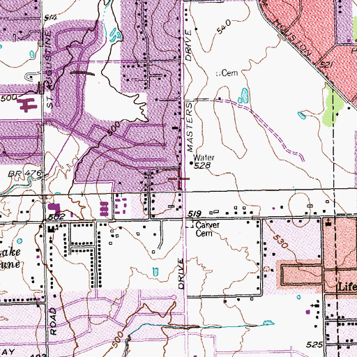 Topographic Map of Living Word Missionary Baptist Church, TX