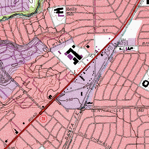 Topographic Map of Lochwood Baptist Church, TX