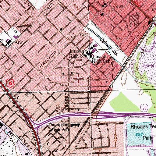 Topographic Map of Love Chapel Baptist Church, TX