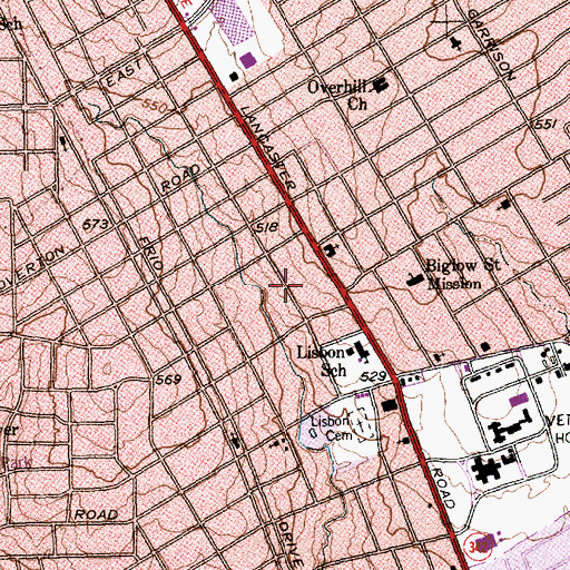 Topographic Map of Loving Missionary Baptist Church, TX