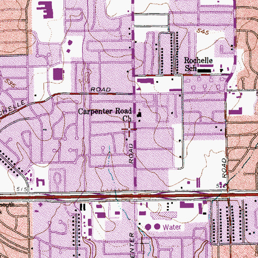 Topographic Map of Mac Arthur Boulevard Baptist Church, TX