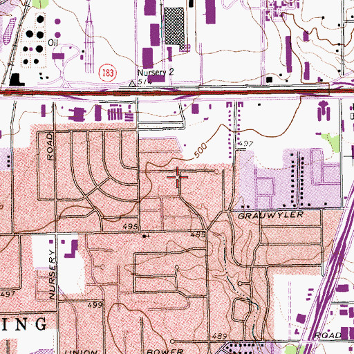 Topographic Map of Meadowbrook Baptist Church, TX