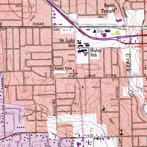 Topographic Map of Memorial Baptist Church, TX