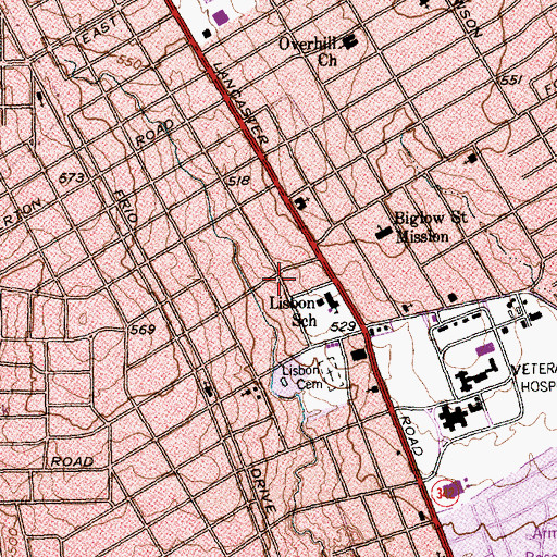 Topographic Map of Morning Star Primitive Baptist Church, TX
