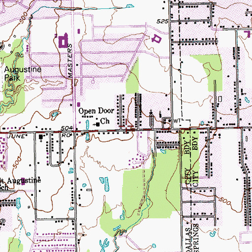 Topographic Map of Lake June Baptist Church, TX