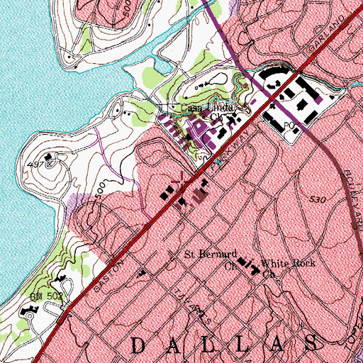 Topographic Map of Lakeside Baptist Church, TX