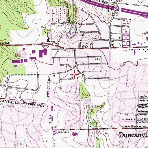 Topographic Map of Lakeside Baptist Church, TX
